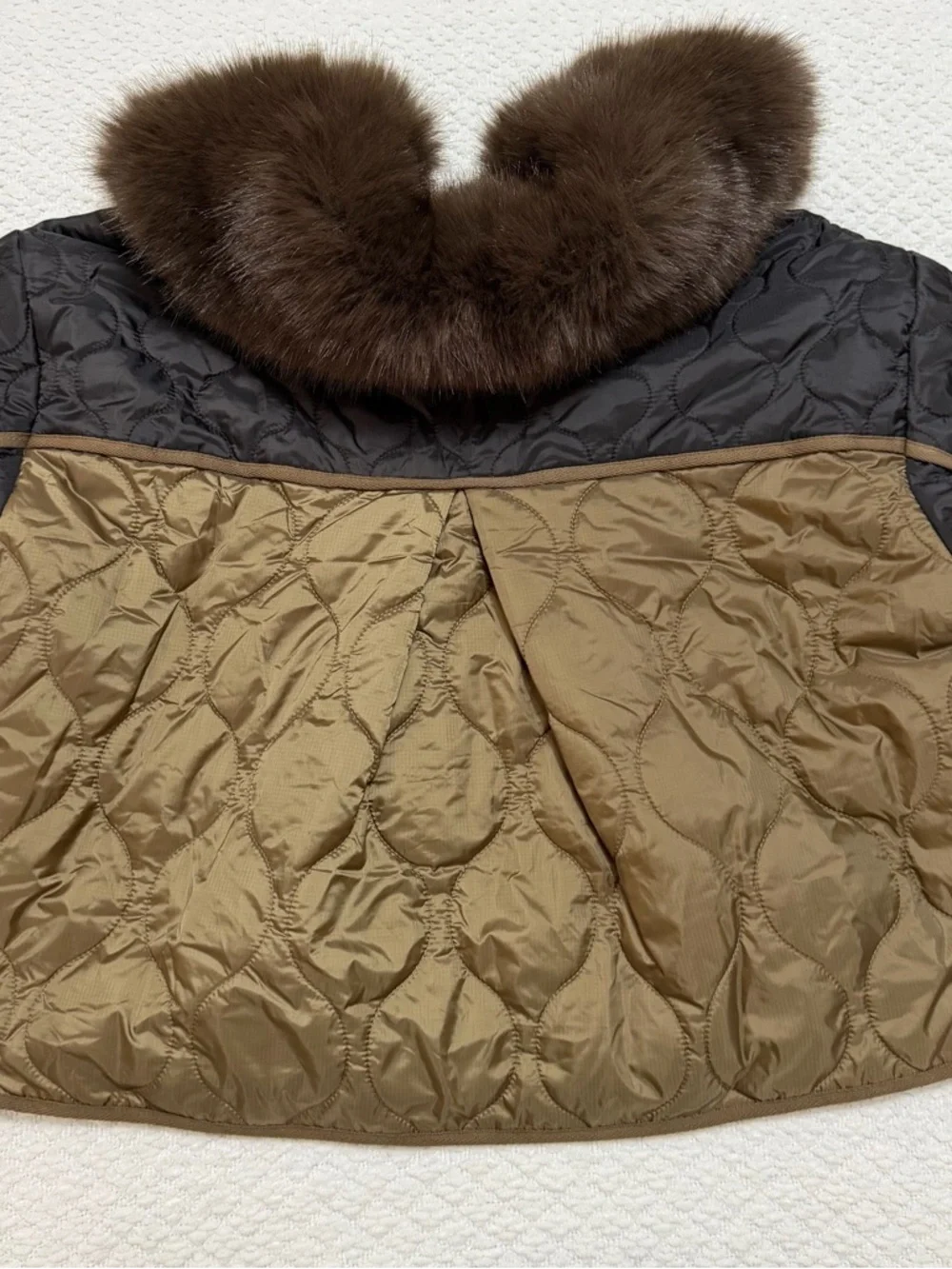 Asos Design Quilted Hybrid Teddy Collarless Jacket Mocha Women’s Size Small Chic - Picture 8 of 12